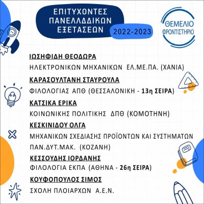 Επιτυχόντες 2022 2023 2